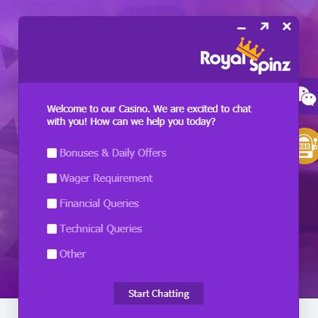 Live chat Royal Spinz